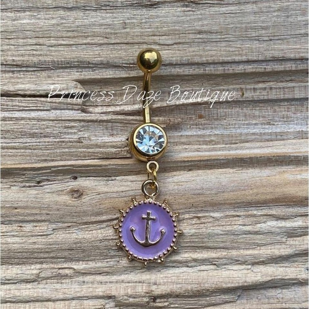 Gold Anchor Belly Button Ring